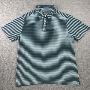 Tommy Bahama Island Zone Polo Shirt Mens Large‎ Blue Green Striped Pima Blend